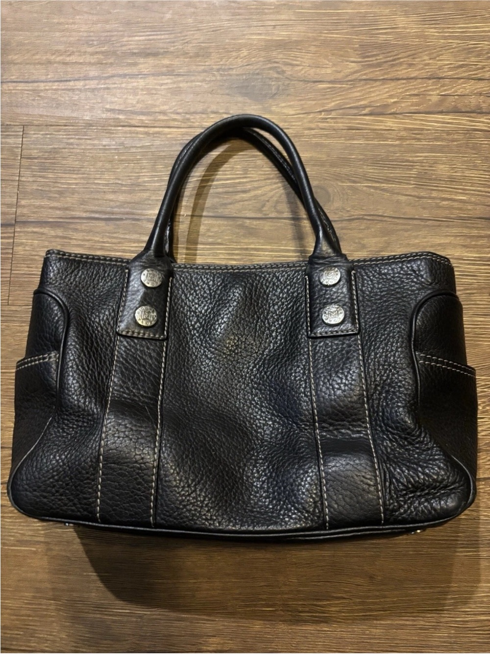 Vintage Michael Kors Greenwich Pebbled Leather Black Tote Bag